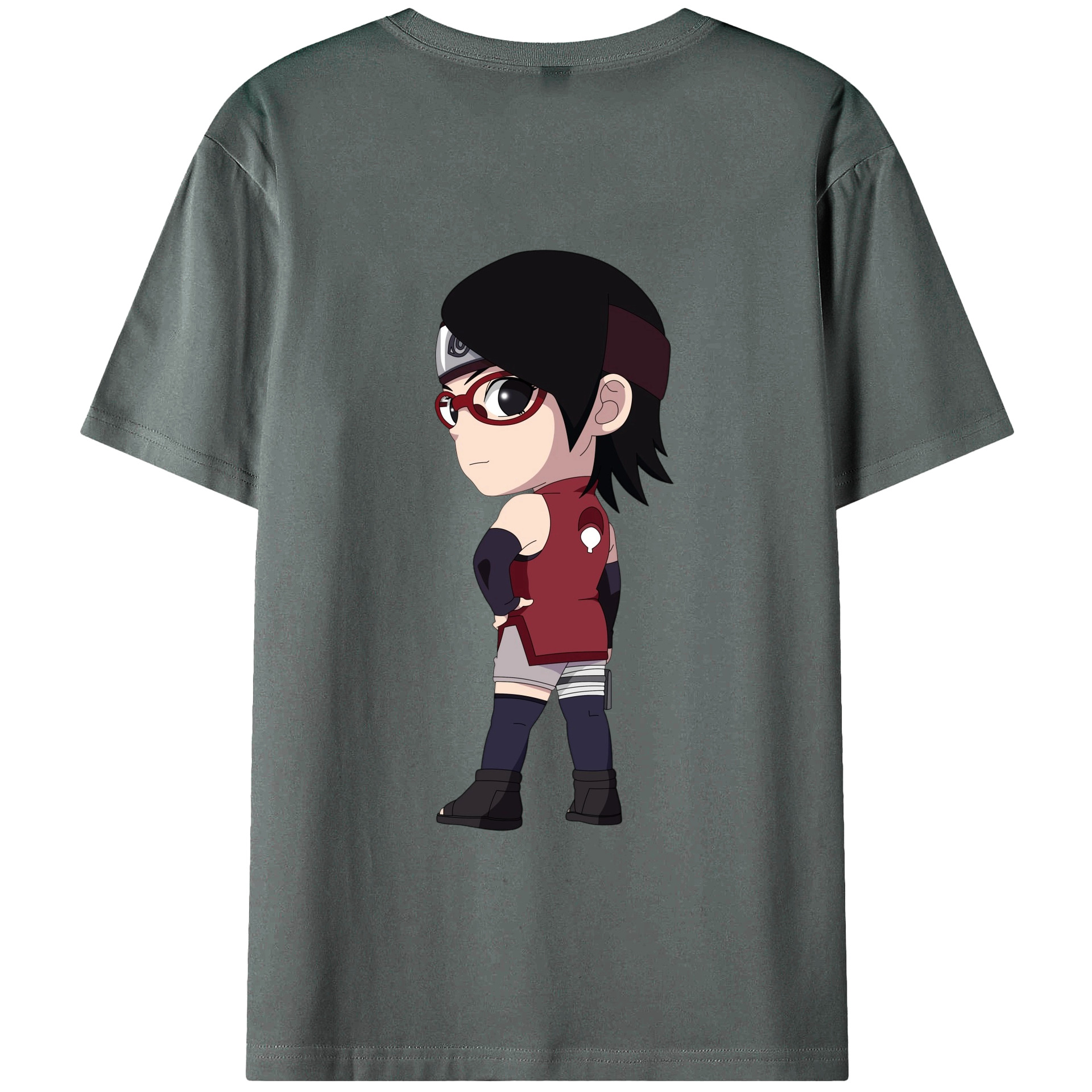 （画像用） NARUTO -ナルト- うちは サラダ Uchiha Sarada 綿100％半袖Tシャツ（背面プリント）